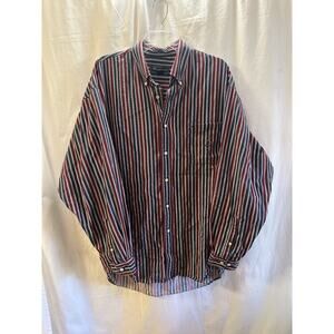 Siegfried Red, White & Blue Striped Button-Down Shirt – Size XL Tall